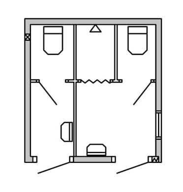 Toalett 2 WC + 1 dusch